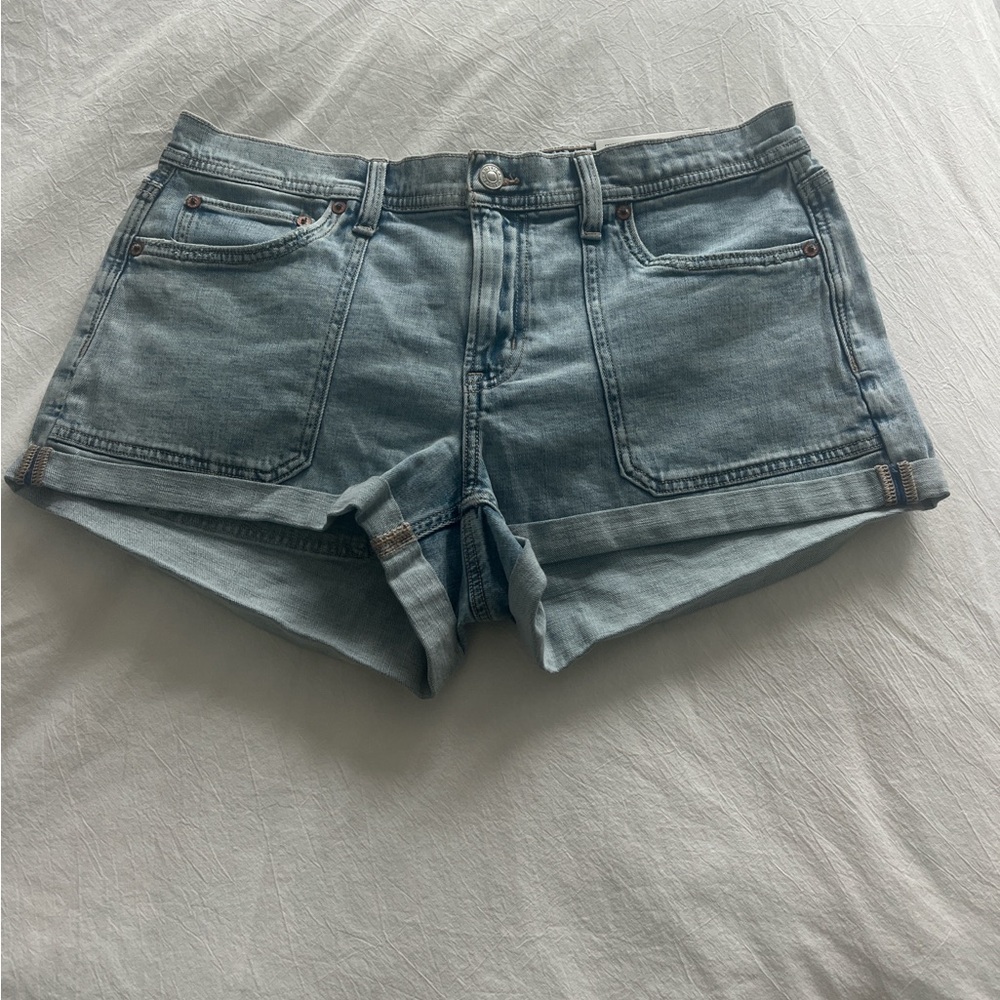 American Eagle Outfitters Blue Jean Shorts with Cuffed Hem